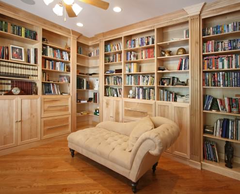 library,study,office,custom,cabinets,chaise lounge chair