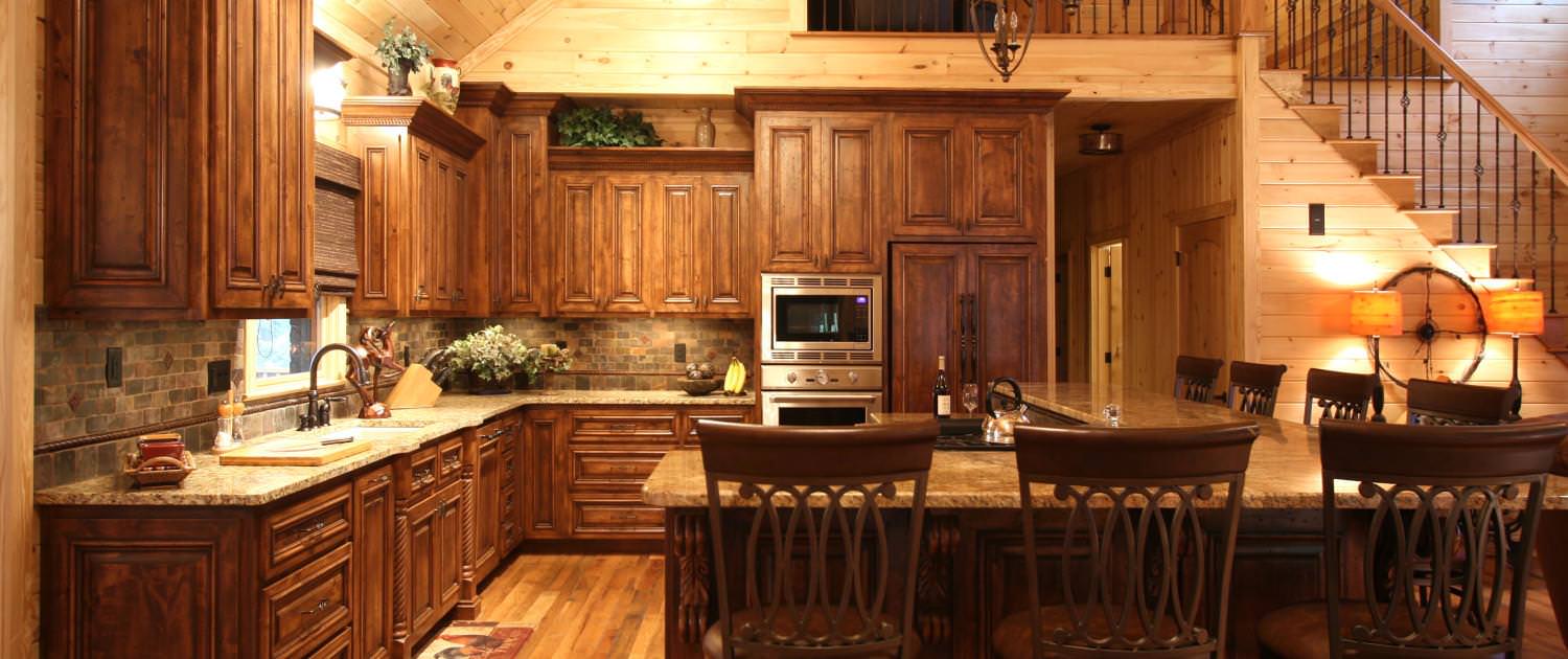 Rustic Home, alder wood,bar stool,cabinet covered appliances,rustic style kitchen
