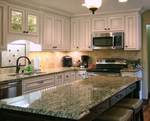 Before and after, after photo,kitchen,island,large counter space, detailed cabinet doors,traditional style,ideas