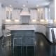 Transitional, Kitchen design, custom cabinetry, clean white and gray kitchen, gray island, backsplash,