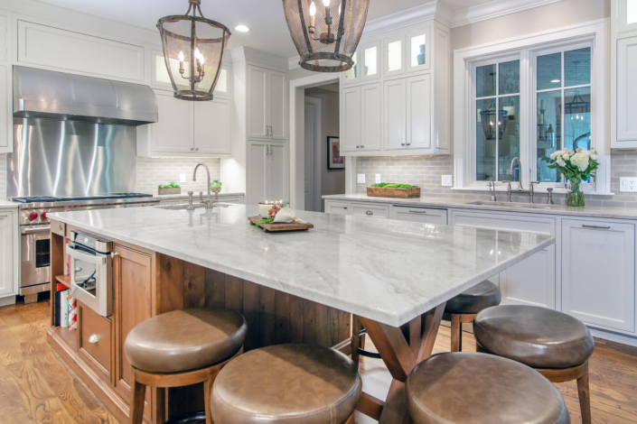 white kitchen with lighting