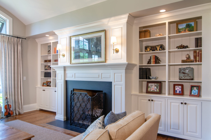 entertainment center with a fireplace