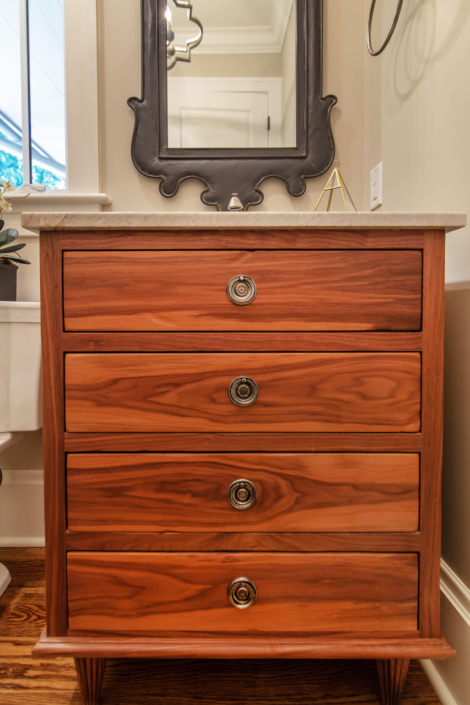 bathroom vanity with a mirror