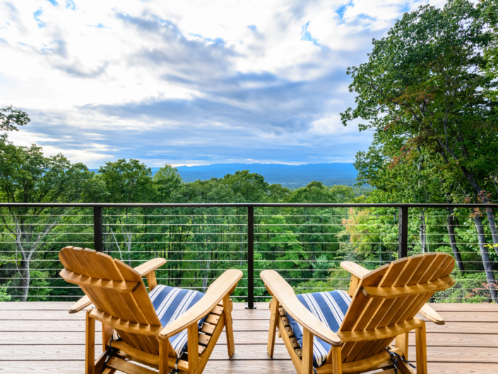 gorgeous mountain view and chairs on a backporch