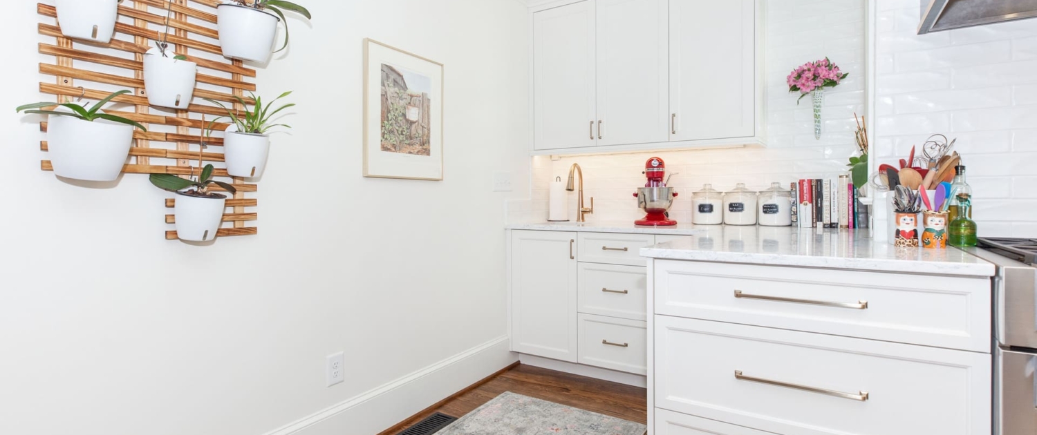 kitchen bakery corner with hanging plants