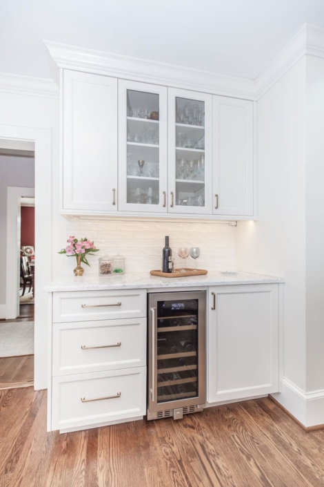 beverage center with a wine cooler