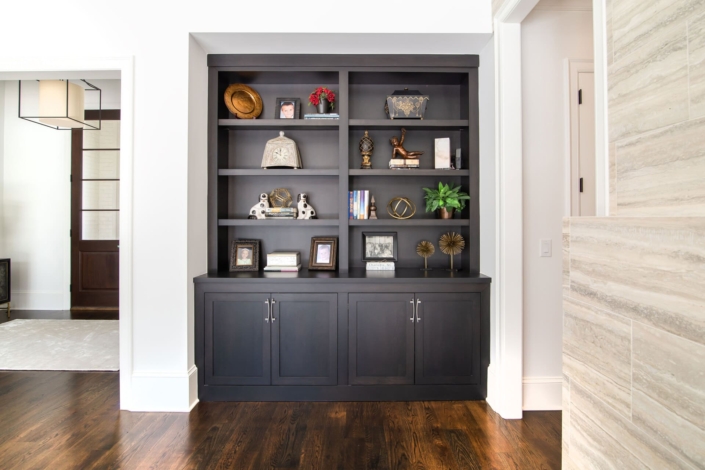 bookcase with decor and storage