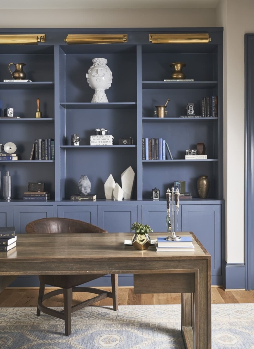 blue office and desk