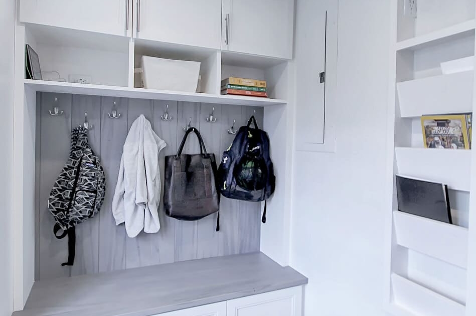 mudroom with hanging storage