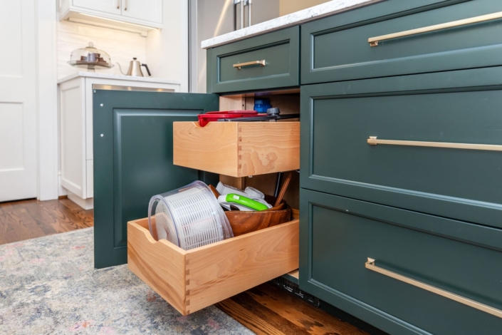 green island with storage drawers