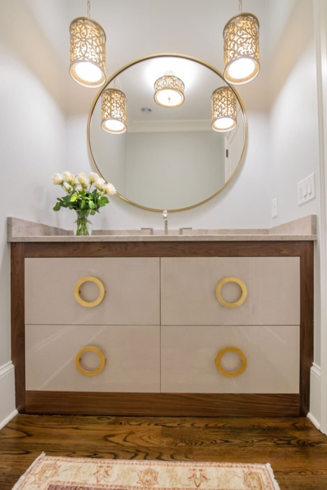 vanity with gold accents