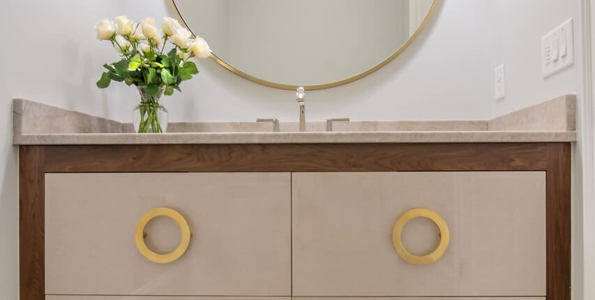 vanity with gold accents