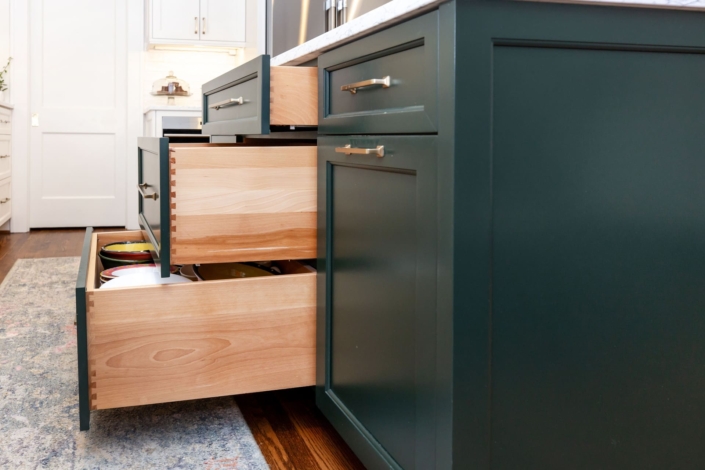 green island with hardwood flooring