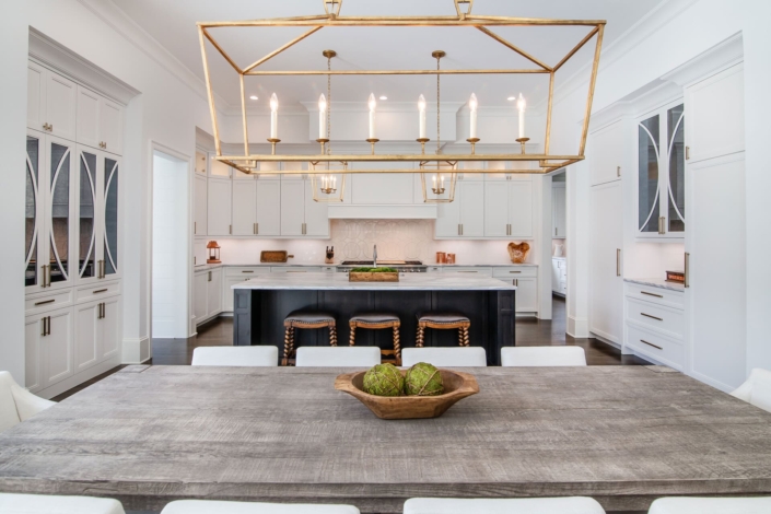gold light over a dining table