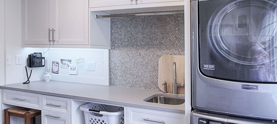 white laundry room with washer and dryer