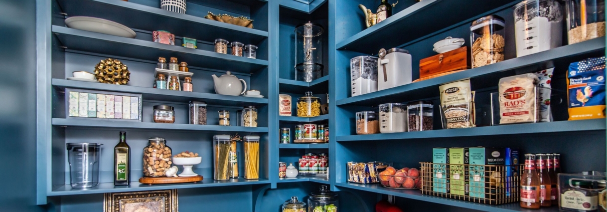 Custom pantry shelving for storage