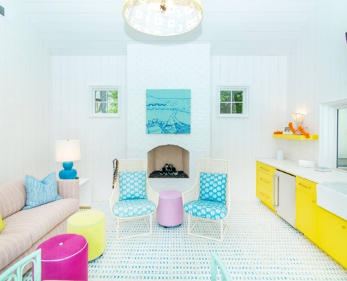 pool house kitchen and sitting room