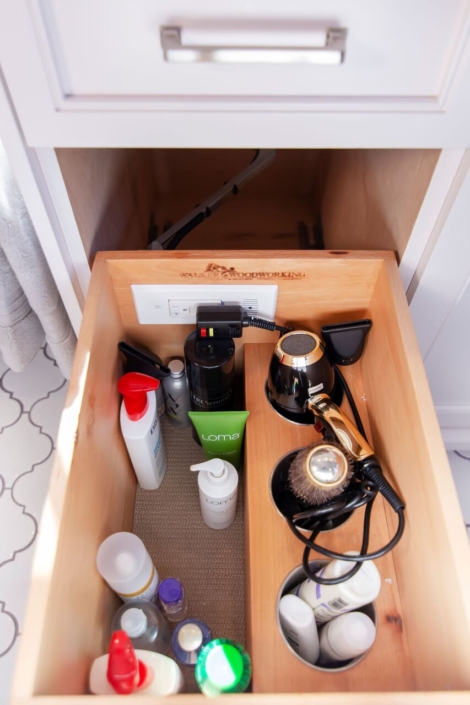 bathroom hair appliance storage drawer