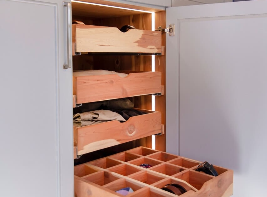 closet with storage drawers