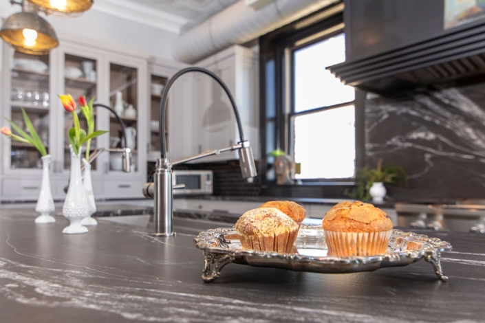 muffins on a kitchen counter
