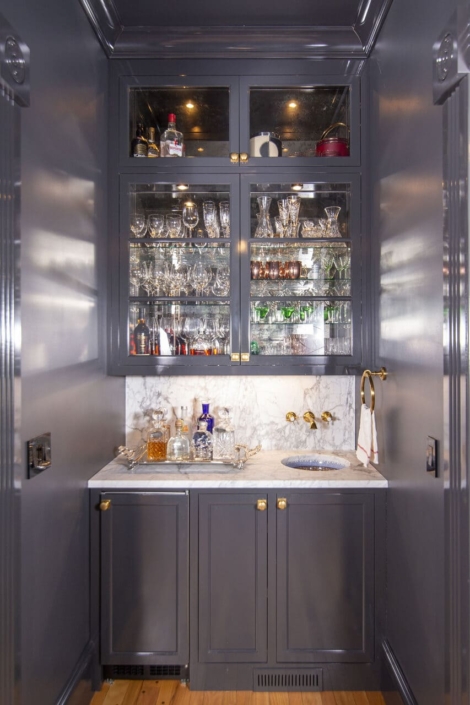 beverage center with glass doors