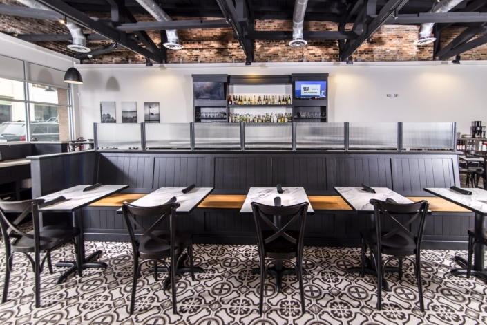 bench seating in a restaurant
