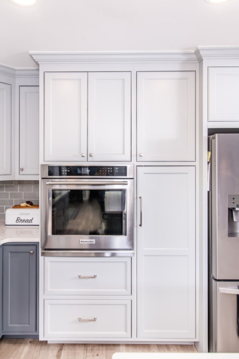 blue kitchen and steam oven