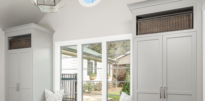 mudroom with a big light