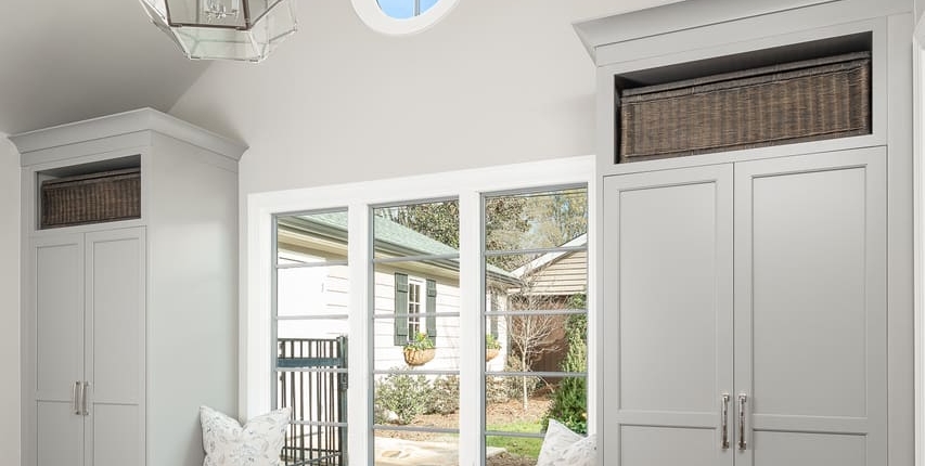 mudroom with a big light