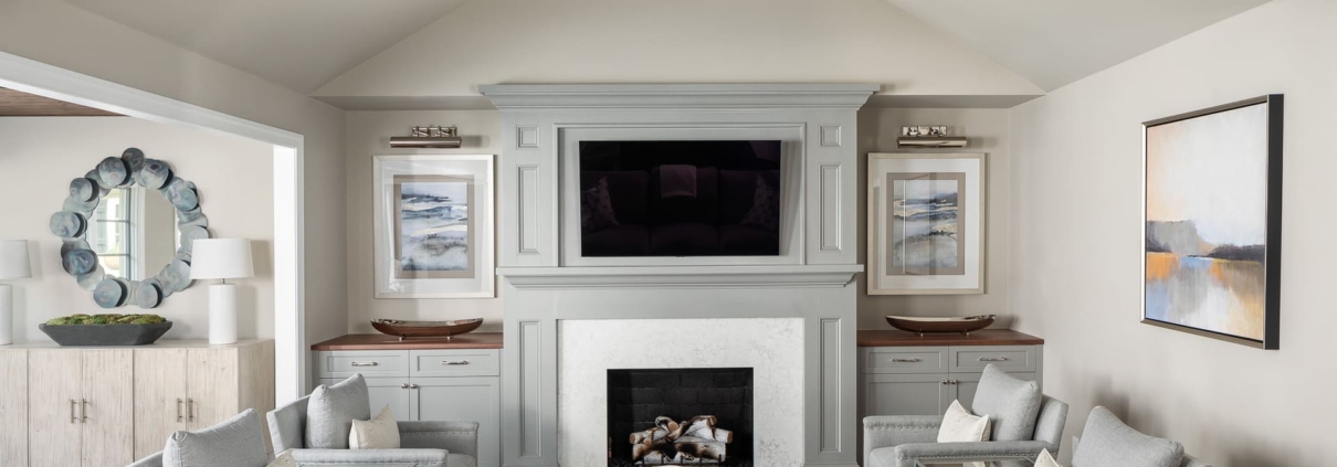 wooden beams in a living room