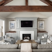 wooden beams in a living room
