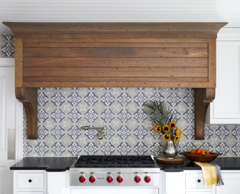 wooden hood and wallpaper