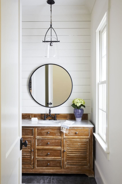 distressed wood bathroom vanity