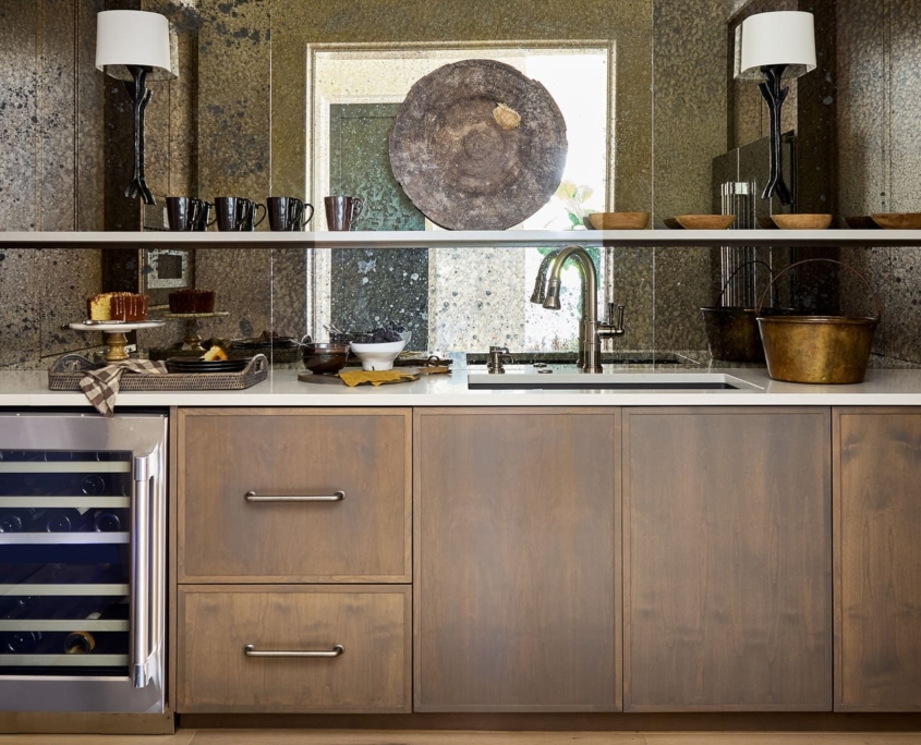 beverage center with a sink