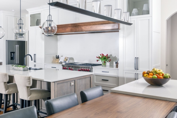 white kitchen and dining room