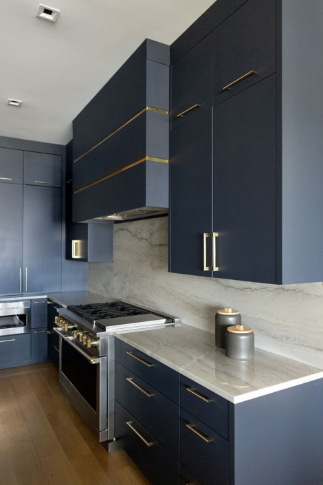 large blue kitchen