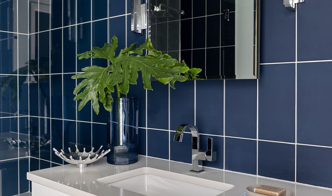 blue tiled bathroom