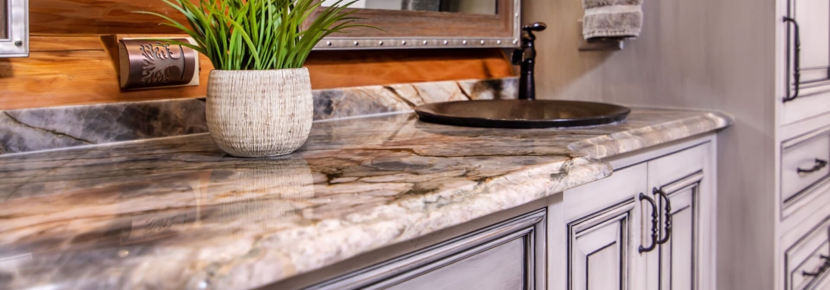 gray master bathroom
