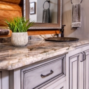 gray master bathroom