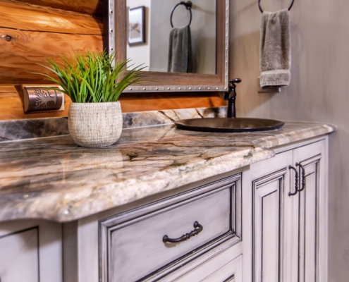 gray master bathroom