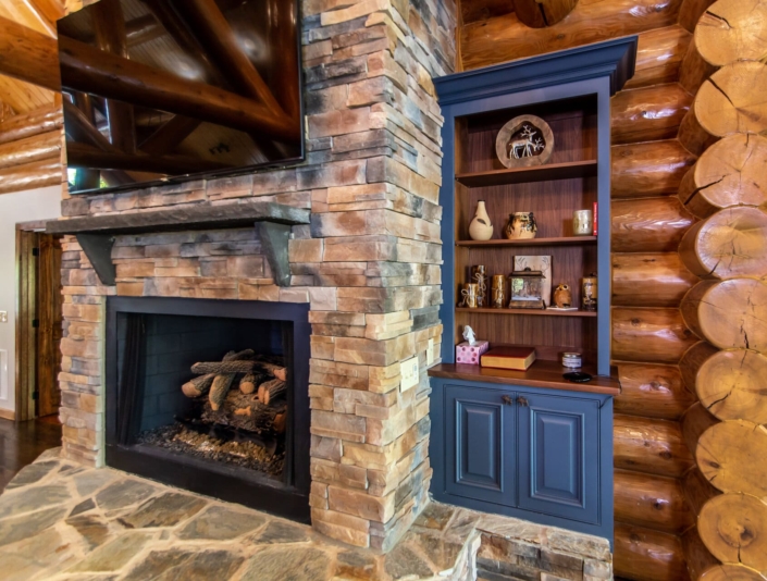 log cabin living room
