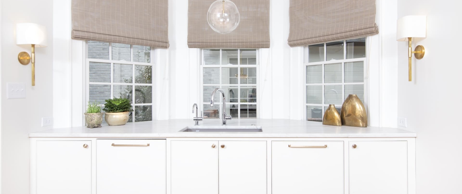 kitchen sink with large windows