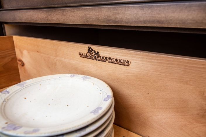 custom drawers with dishware