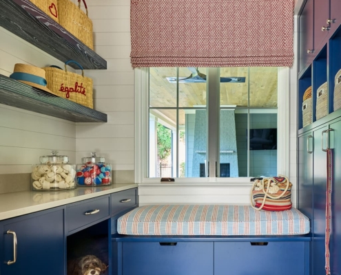mudroom with a dog