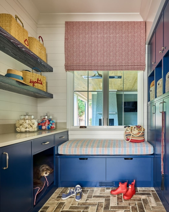 mudroom with a dog