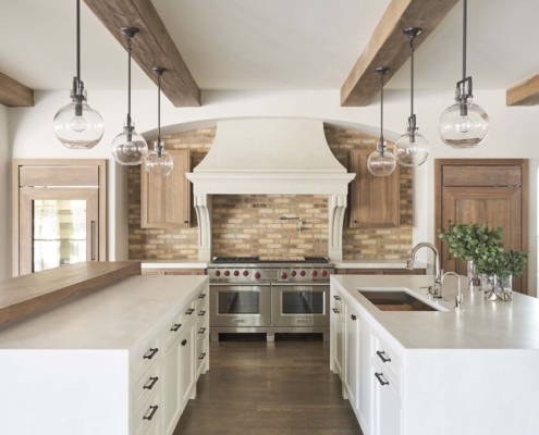 white and brown kitchen