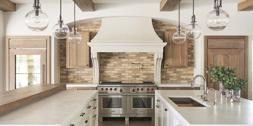 white and brown kitchen