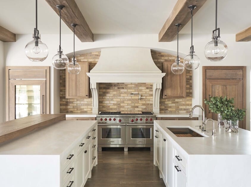 white and brown kitchen