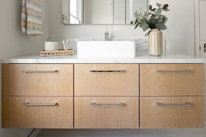 floating brown bathroom vanity