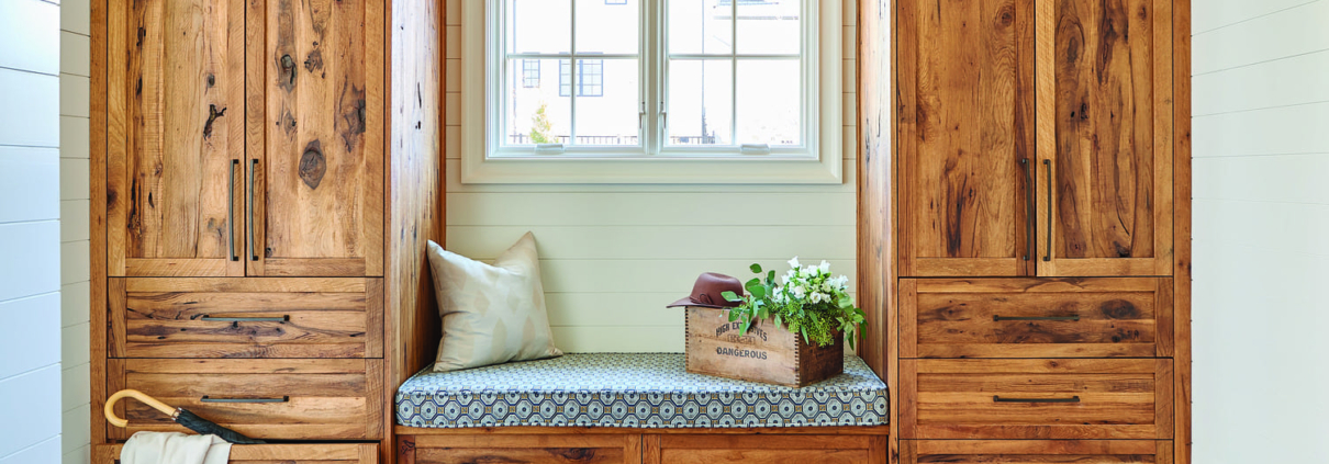 cerused white oak mudroom